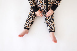 Posh Peanut Girl's Convertible Footie Romper - Lana Leopard