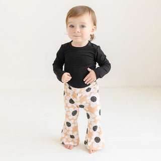 Posh Peanut Girl's Long Sleeve Basic Bodysuit and Bell Bottom Pants Outfit Set - Reagan (Floral)