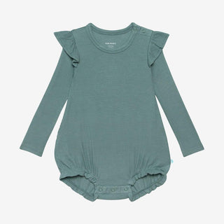 Girl's Bamboo Long Sleeve Ruffled Bubble Romper - Arctic Waffle Baby One-Pieces