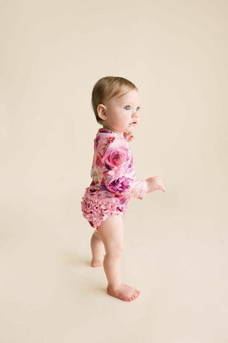 Girl's Long Sleeve Ruffled Rash Guard Swimsuit - Amira (Floral) Baby & Toddler Swimwear