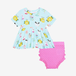 Posh Peanut Girls Short Sleeve Peplum Top and Bloomer Outfit Set - Donuts