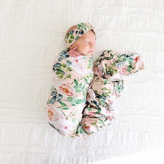 Posh Peanut Infant Swaddle Blanket and Headwrap Set for Girls - Harper