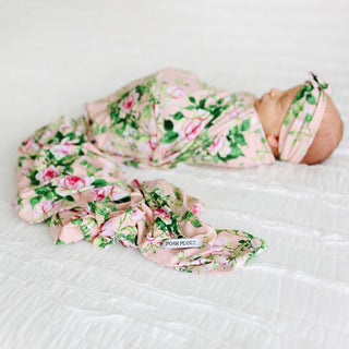 Posh Peanut Infant Swaddle Blanket and Headwrap Set for Girls - Renia