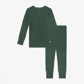 Solid Bamboo Long Sleeve Pajama Set, Pine Waffle Baby & Toddler Sleepwear