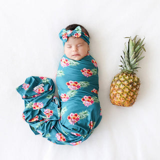 Posh Peanut Swaddle Blanket with Headwrap - Ananans - One Size