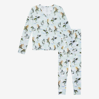 Posh Peanut Womens Long Sleeve Pajama Set - Percy Dragons