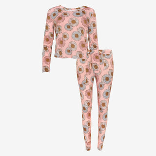 Posh Peanut Womens Long Sleeve Scoop Neck Top and Jogger Pajama Set - Millie Floral