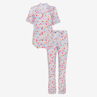 Posh Peanut Womens Short Sleeve and Relaxed Long Pajama Pants Set - Carissa Floral
