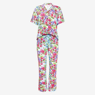 Posh Peanut Womens Short Sleeve and Relaxed Long Pajama Pants Set - Hadley Floral