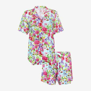 Posh Peanut Womens Short Sleeve Shirt and Shorts Pajama Set - Hadley Floral