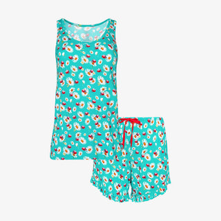 Posh Peanut Womens Tank Top and Ruffled Shorts Pajama Set - Ladybug