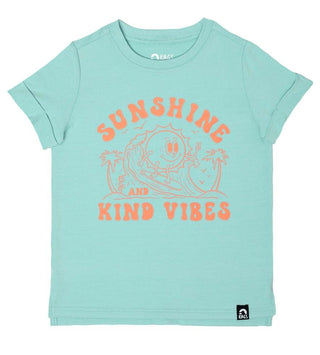 Rags Short Rolled Sleeve Kids Tee Shirt, Sunshine and Kind Vibes - Petit Four