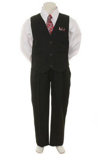 Shannon Kids Boy's Suit Outfit Set with Tie - Black & White