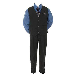 Shannon Kids Boy's Suit Outfit Set with Tie - Navy & Victorian Blue