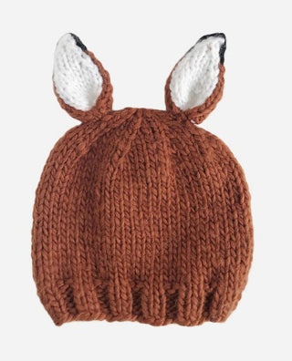 The Blueberry Hill Rusty Fox Hand Knit Hat - Cinnamon and White