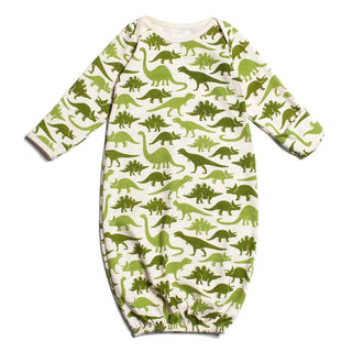 Winter Water Factory Newborn Layette Gown - Green Dinosaur