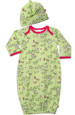 Zutano Girls Layette Gown and Hat Set - My Pony